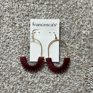 Francesca’s maroon and gold earrings
